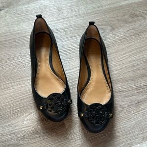 Tory Burch Mini Miller Leather Logo Flats Black